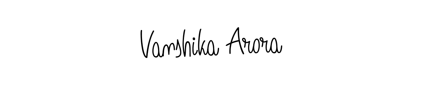 You should practise on your own different ways (Angelique-Rose-font-FFP) to write your name (Vanshika Arora) in signature. don't let someone else do it for you. Vanshika Arora signature style 5 images and pictures png