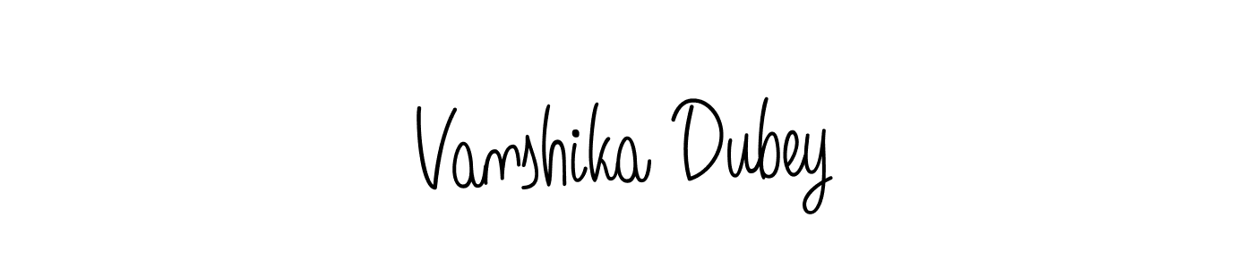 The best way (Angelique-Rose-font-FFP) to make a short signature is to pick only two or three words in your name. The name Vanshika Dubey include a total of six letters. For converting this name. Vanshika Dubey signature style 5 images and pictures png