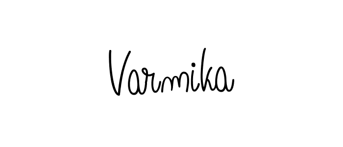 Use a signature maker to create a handwritten signature online. With this signature software, you can design (Angelique-Rose-font-FFP) your own signature for name Varmika. Varmika signature style 5 images and pictures png