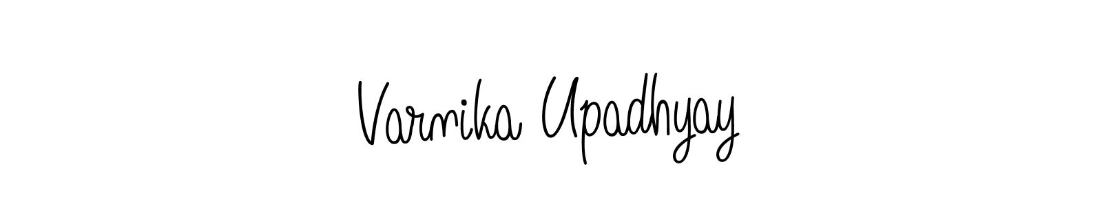 The best way (Angelique-Rose-font-FFP) to make a short signature is to pick only two or three words in your name. The name Varnika Upadhyay include a total of six letters. For converting this name. Varnika Upadhyay signature style 5 images and pictures png