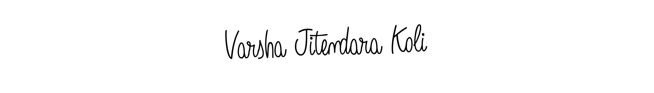 Make a beautiful signature design for name Varsha Jitendara Koli. With this signature (Angelique-Rose-font-FFP) style, you can create a handwritten signature for free. Varsha Jitendara Koli signature style 5 images and pictures png