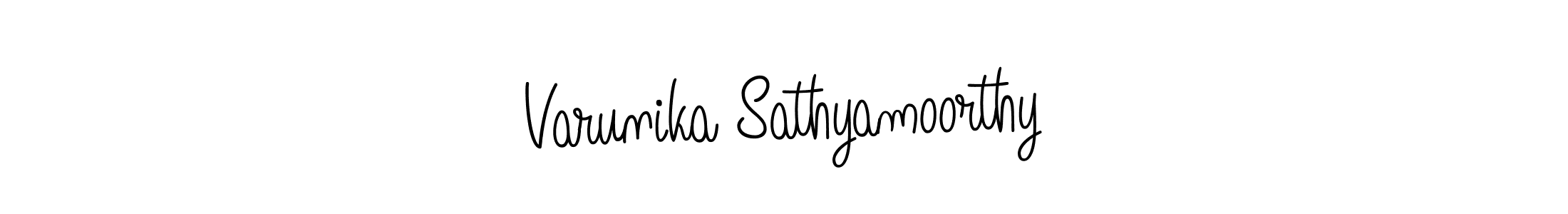Design your own signature with our free online signature maker. With this signature software, you can create a handwritten (Angelique-Rose-font-FFP) signature for name Varunika Sathyamoorthy. Varunika Sathyamoorthy signature style 5 images and pictures png