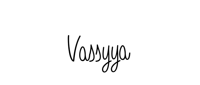 Use a signature maker to create a handwritten signature online. With this signature software, you can design (Angelique-Rose-font-FFP) your own signature for name Vassyya. Vassyya signature style 5 images and pictures png