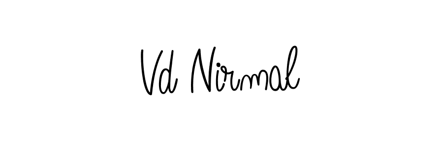 Vd Nirmal stylish signature style. Best Handwritten Sign (Angelique-Rose-font-FFP) for my name. Handwritten Signature Collection Ideas for my name Vd Nirmal. Vd Nirmal signature style 5 images and pictures png