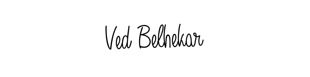 How to make Ved Belhekar name signature. Use Angelique-Rose-font-FFP style for creating short signs online. This is the latest handwritten sign. Ved Belhekar signature style 5 images and pictures png