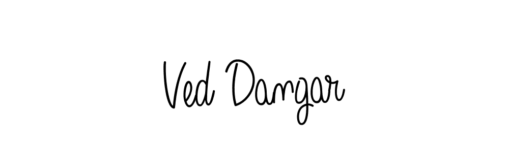 Use a signature maker to create a handwritten signature online. With this signature software, you can design (Angelique-Rose-font-FFP) your own signature for name Ved Dangar. Ved Dangar signature style 5 images and pictures png