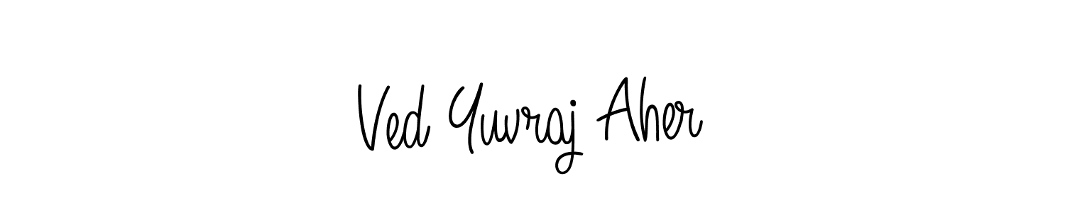 Ved Yuvraj Aher stylish signature style. Best Handwritten Sign (Angelique-Rose-font-FFP) for my name. Handwritten Signature Collection Ideas for my name Ved Yuvraj Aher. Ved Yuvraj Aher signature style 5 images and pictures png