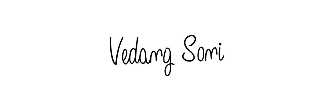 Create a beautiful signature design for name Vedang Soni. With this signature (Angelique-Rose-font-FFP) fonts, you can make a handwritten signature for free. Vedang Soni signature style 5 images and pictures png