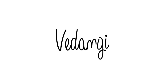 Use a signature maker to create a handwritten signature online. With this signature software, you can design (Angelique-Rose-font-FFP) your own signature for name Vedangi. Vedangi signature style 5 images and pictures png