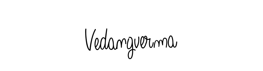 Use a signature maker to create a handwritten signature online. With this signature software, you can design (Angelique-Rose-font-FFP) your own signature for name Vedangverma. Vedangverma signature style 5 images and pictures png