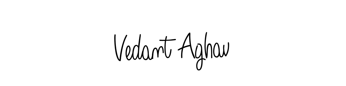 Use a signature maker to create a handwritten signature online. With this signature software, you can design (Angelique-Rose-font-FFP) your own signature for name Vedant Aghav. Vedant Aghav signature style 5 images and pictures png