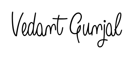 You should practise on your own different ways (Angelique-Rose-font-FFP) to write your name (Vedant Gunjal) in signature. Don't let someone else do it for you. Vedant Gunjal signature style 5 images and pictures png