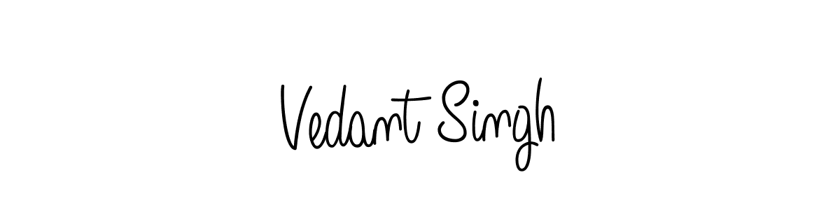 You should practise on your own different ways (Angelique-Rose-font-FFP) to write your name (Vedant Singh) in signature. don't let someone else do it for you. Vedant Singh signature style 5 images and pictures png