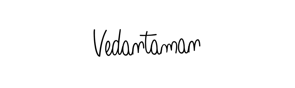 Use a signature maker to create a handwritten signature online. With this signature software, you can design (Angelique-Rose-font-FFP) your own signature for name Vedantaman. Vedantaman signature style 5 images and pictures png