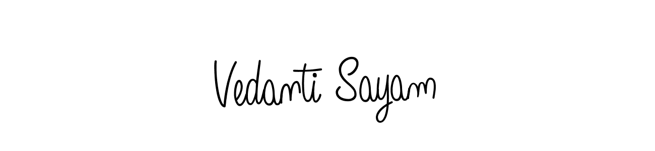 Create a beautiful signature design for name Vedanti Sayam. With this signature (Angelique-Rose-font-FFP) fonts, you can make a handwritten signature for free. Vedanti Sayam signature style 5 images and pictures png