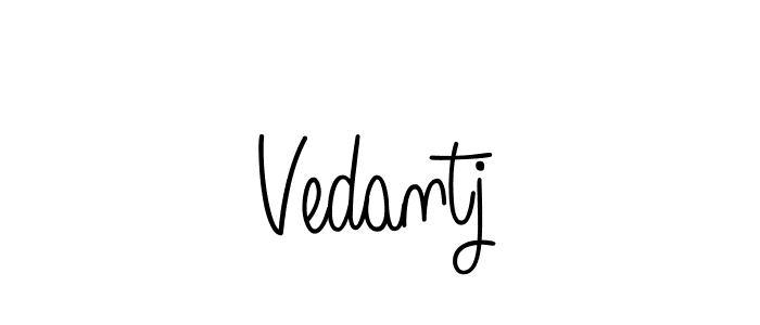 How to make Vedantj name signature. Use Angelique-Rose-font-FFP style for creating short signs online. This is the latest handwritten sign. Vedantj signature style 5 images and pictures png