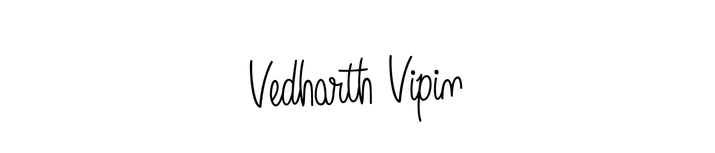 Make a beautiful signature design for name Vedharth Vipin. With this signature (Angelique-Rose-font-FFP) style, you can create a handwritten signature for free. Vedharth Vipin signature style 5 images and pictures png