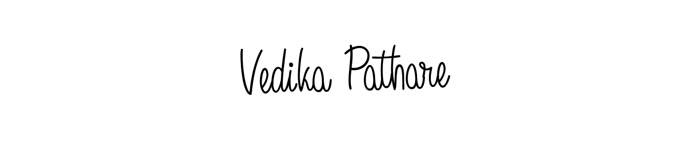 You should practise on your own different ways (Angelique-Rose-font-FFP) to write your name (Vedika Pathare) in signature. don't let someone else do it for you. Vedika Pathare signature style 5 images and pictures png