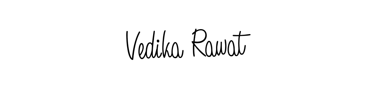 The best way (Angelique-Rose-font-FFP) to make a short signature is to pick only two or three words in your name. The name Vedika Rawat include a total of six letters. For converting this name. Vedika Rawat signature style 5 images and pictures png