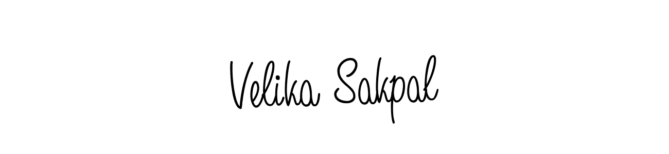 How to make Velika Sakpal name signature. Use Angelique-Rose-font-FFP style for creating short signs online. This is the latest handwritten sign. Velika Sakpal signature style 5 images and pictures png