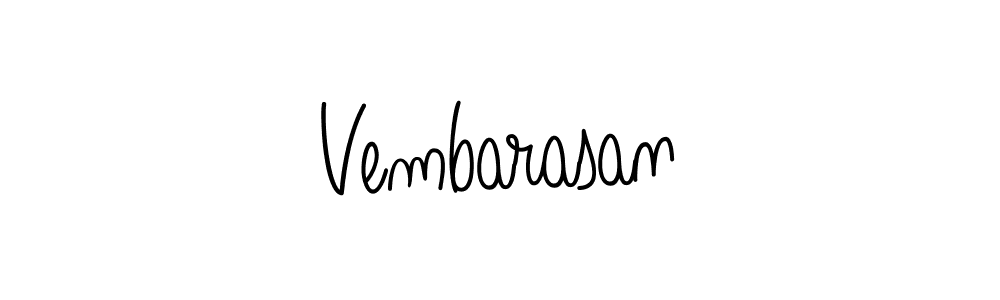 Make a beautiful signature design for name Vembarasan. With this signature (Angelique-Rose-font-FFP) style, you can create a handwritten signature for free. Vembarasan signature style 5 images and pictures png