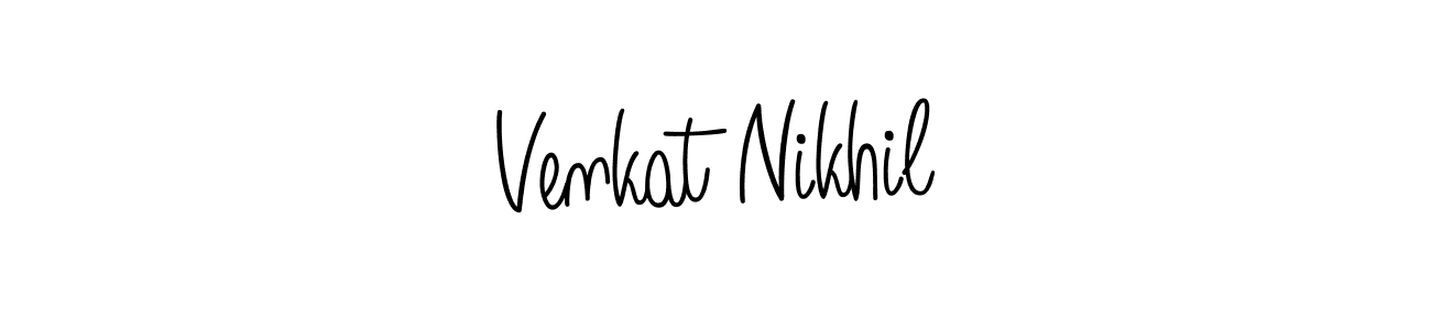 The best way (Angelique-Rose-font-FFP) to make a short signature is to pick only two or three words in your name. The name Venkat Nikhil include a total of six letters. For converting this name. Venkat Nikhil signature style 5 images and pictures png