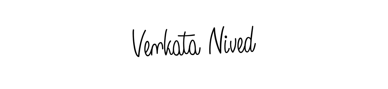 You should practise on your own different ways (Angelique-Rose-font-FFP) to write your name (Venkata Nived) in signature. don't let someone else do it for you. Venkata Nived signature style 5 images and pictures png