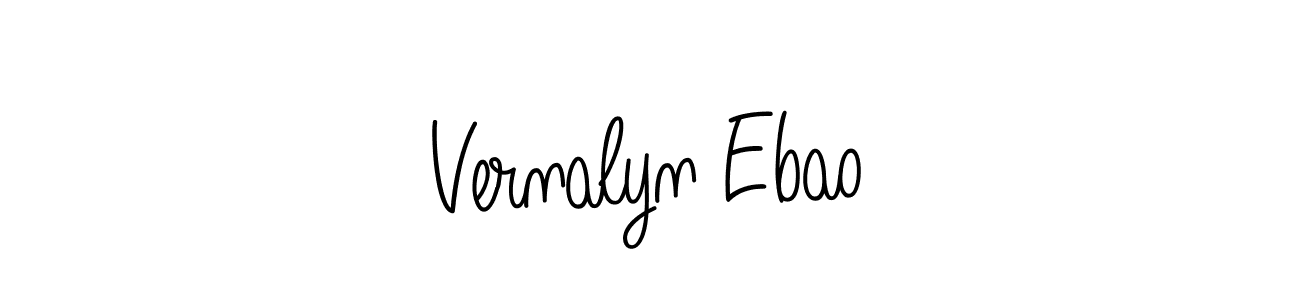 You should practise on your own different ways (Angelique-Rose-font-FFP) to write your name (Vernalyn Ebao) in signature. don't let someone else do it for you. Vernalyn Ebao signature style 5 images and pictures png