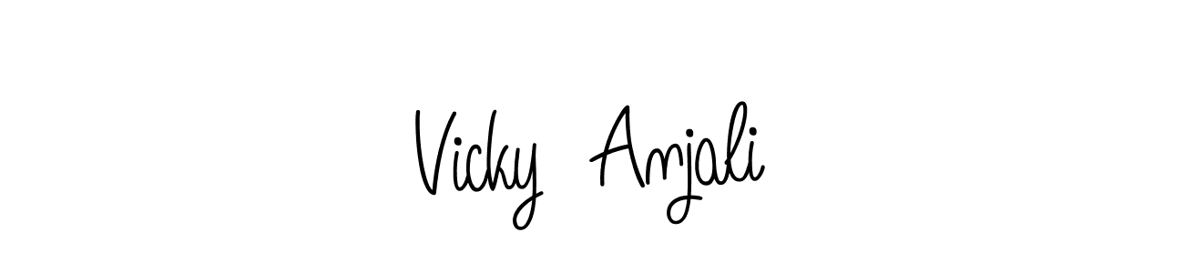 Make a beautiful signature design for name Vicky  Anjali. With this signature (Angelique-Rose-font-FFP) style, you can create a handwritten signature for free. Vicky  Anjali signature style 5 images and pictures png