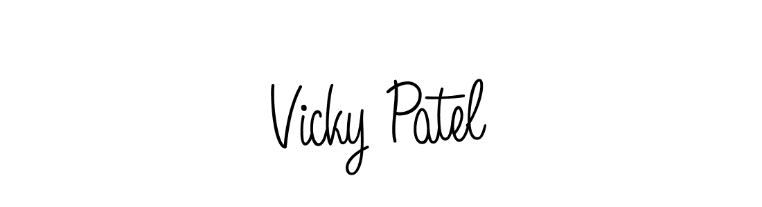 How to make Vicky Patel name signature. Use Angelique-Rose-font-FFP style for creating short signs online. This is the latest handwritten sign. Vicky Patel signature style 5 images and pictures png