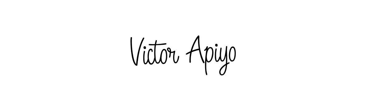 The best way (Angelique-Rose-font-FFP) to make a short signature is to pick only two or three words in your name. The name Victor Apiyo include a total of six letters. For converting this name. Victor Apiyo signature style 5 images and pictures png