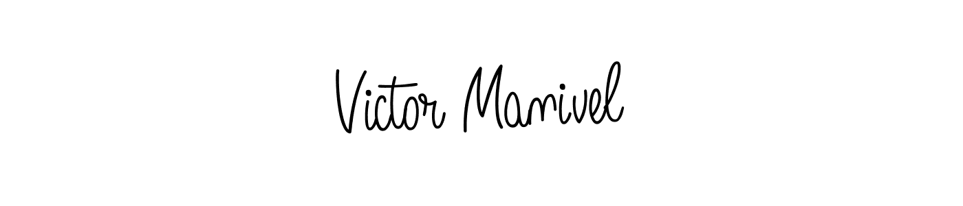 You should practise on your own different ways (Angelique-Rose-font-FFP) to write your name (Victor Manivel) in signature. don't let someone else do it for you. Victor Manivel signature style 5 images and pictures png