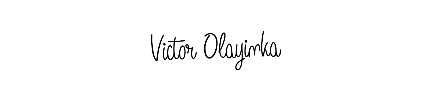You should practise on your own different ways (Angelique-Rose-font-FFP) to write your name (Victor Olayinka) in signature. don't let someone else do it for you. Victor Olayinka signature style 5 images and pictures png