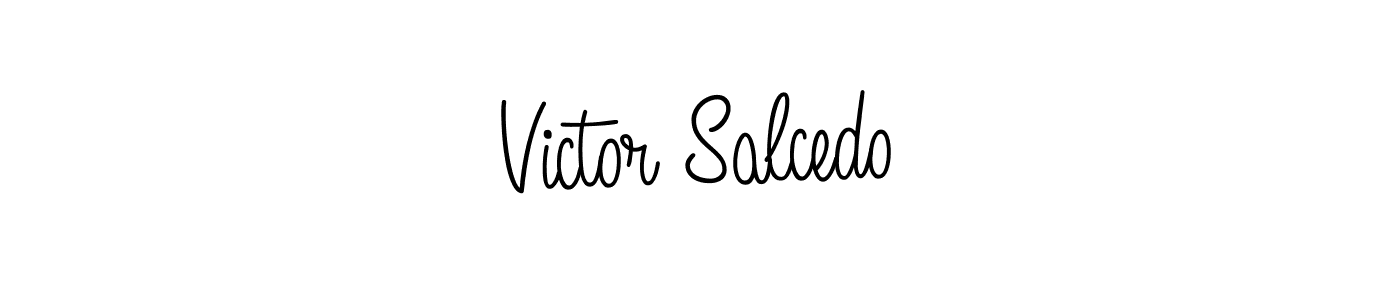 How to make Victor Salcedo name signature. Use Angelique-Rose-font-FFP style for creating short signs online. This is the latest handwritten sign. Victor Salcedo signature style 5 images and pictures png