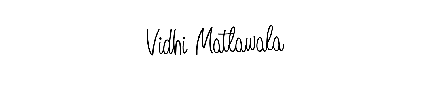 How to make Vidhi Matlawala name signature. Use Angelique-Rose-font-FFP style for creating short signs online. This is the latest handwritten sign. Vidhi Matlawala signature style 5 images and pictures png