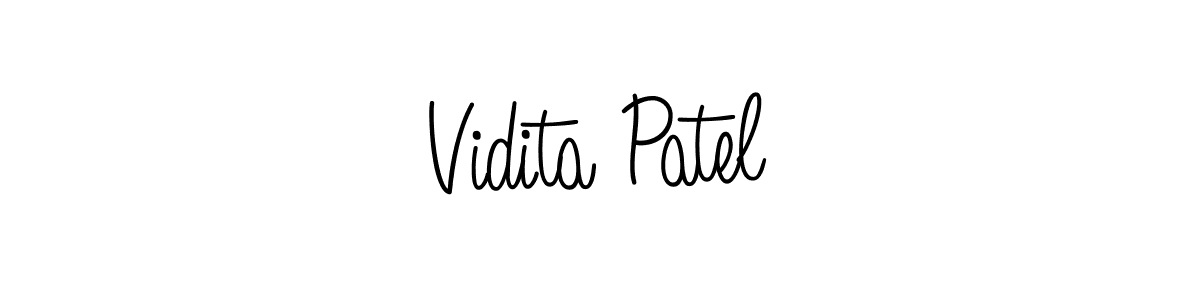 The best way (Angelique-Rose-font-FFP) to make a short signature is to pick only two or three words in your name. The name Vidita Patel include a total of six letters. For converting this name. Vidita Patel signature style 5 images and pictures png