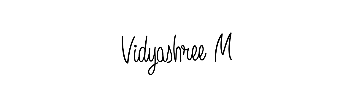 Use a signature maker to create a handwritten signature online. With this signature software, you can design (Angelique-Rose-font-FFP) your own signature for name Vidyashree M. Vidyashree M signature style 5 images and pictures png