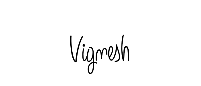 Use a signature maker to create a handwritten signature online. With this signature software, you can design (Angelique-Rose-font-FFP) your own signature for name Vignesh. Vignesh signature style 5 images and pictures png