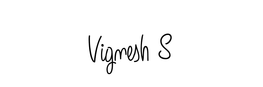 Use a signature maker to create a handwritten signature online. With this signature software, you can design (Angelique-Rose-font-FFP) your own signature for name Vignesh S. Vignesh S signature style 5 images and pictures png