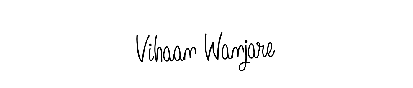 The best way (Angelique-Rose-font-FFP) to make a short signature is to pick only two or three words in your name. The name Vihaan Wanjare include a total of six letters. For converting this name. Vihaan Wanjare signature style 5 images and pictures png