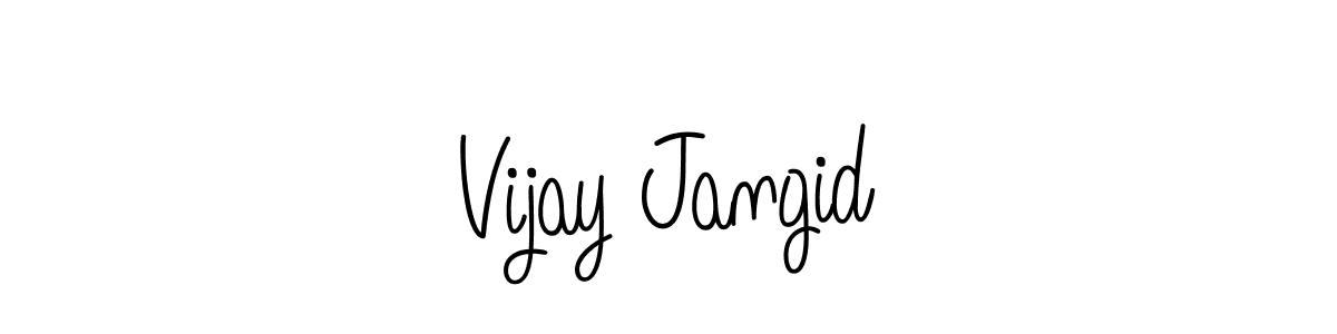 Use a signature maker to create a handwritten signature online. With this signature software, you can design (Angelique-Rose-font-FFP) your own signature for name Vijay Jangid. Vijay Jangid signature style 5 images and pictures png