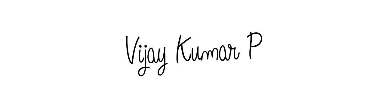 You should practise on your own different ways (Angelique-Rose-font-FFP) to write your name (Vijay Kumar P) in signature. don't let someone else do it for you. Vijay Kumar P signature style 5 images and pictures png