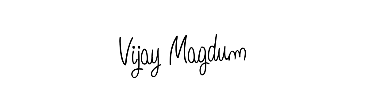 You should practise on your own different ways (Angelique-Rose-font-FFP) to write your name (Vijay Magdum) in signature. don't let someone else do it for you. Vijay Magdum signature style 5 images and pictures png