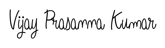 Get inspired by this graceful Angelique-Rose-font-FFP signature style for name Vijay Prasanna Kumar. Smooth loops and balanced proportions for everyday use. Vijay Prasanna Kumar signature style 5 images and pictures png