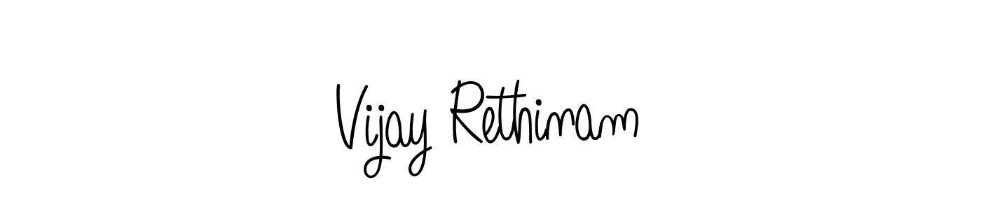 You should practise on your own different ways (Angelique-Rose-font-FFP) to write your name (Vijay Rethinam) in signature. don't let someone else do it for you. Vijay Rethinam signature style 5 images and pictures png