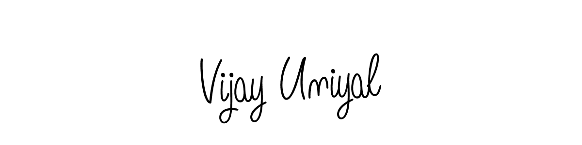You should practise on your own different ways (Angelique-Rose-font-FFP) to write your name (Vijay Uniyal) in signature. don't let someone else do it for you. Vijay Uniyal signature style 5 images and pictures png