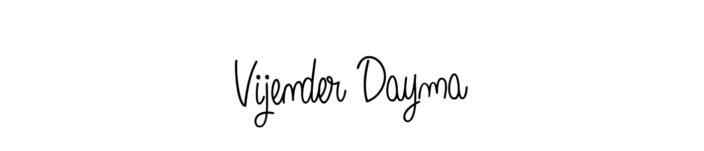 Make a beautiful signature design for name Vijender Dayma. With this signature (Angelique-Rose-font-FFP) style, you can create a handwritten signature for free. Vijender Dayma signature style 5 images and pictures png