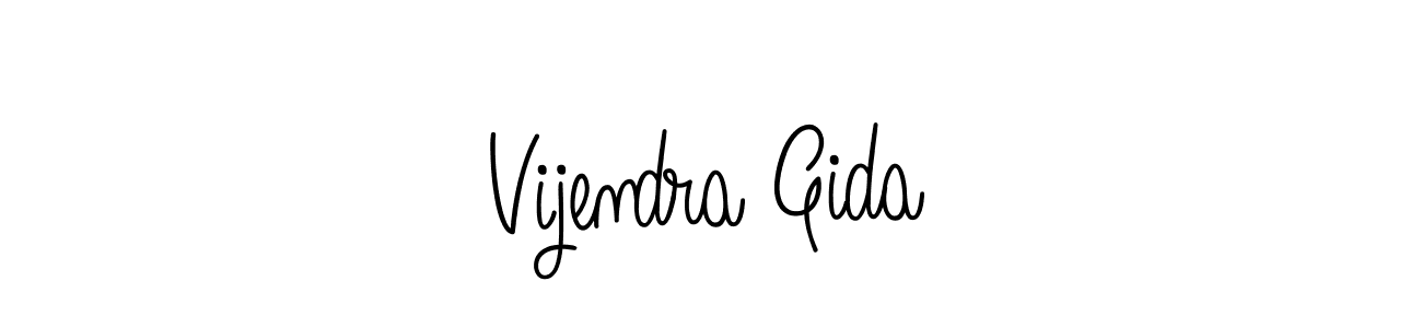 Use a signature maker to create a handwritten signature online. With this signature software, you can design (Angelique-Rose-font-FFP) your own signature for name Vijendra Gida. Vijendra Gida signature style 5 images and pictures png