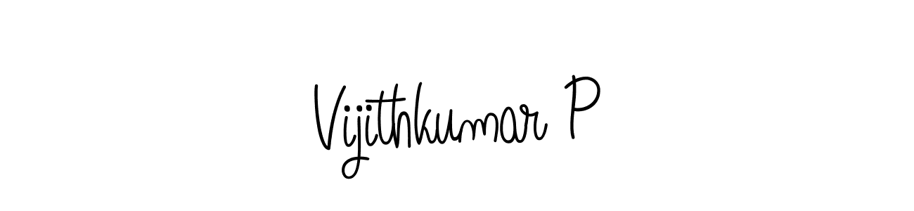 How to make Vijithkumar P name signature. Use Angelique-Rose-font-FFP style for creating short signs online. This is the latest handwritten sign. Vijithkumar P signature style 5 images and pictures png