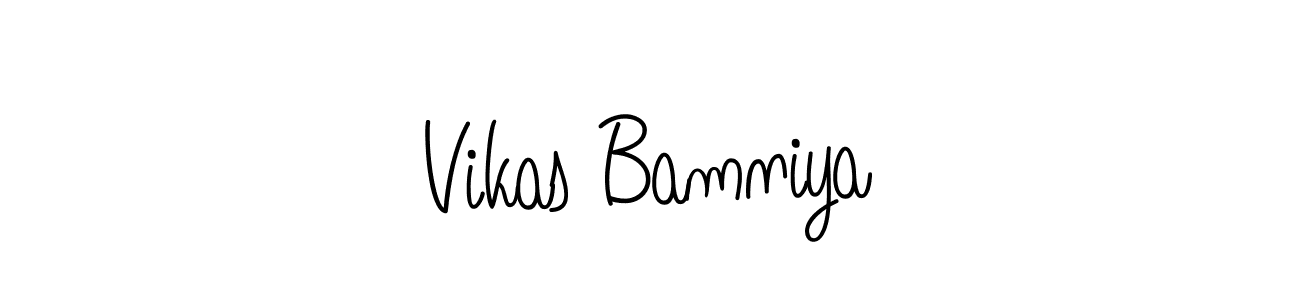 The best way (Angelique-Rose-font-FFP) to make a short signature is to pick only two or three words in your name. The name Vikas Bamniya include a total of six letters. For converting this name. Vikas Bamniya signature style 5 images and pictures png